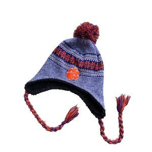 Zephyr Clemson Tigers Pom Beanie Hat Unisex OSFA Ear Flaps Cozy Knit College NEW
